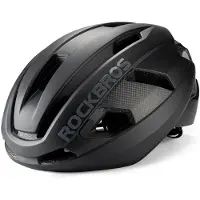 RockBros Casque de vélo avec doublure amovible à fermeture magnétique et panneaux latéraux légers en carbone – pour femmes et hommes – 54–60 cm – noir