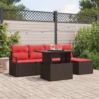 Prolenta Maison Exclusive - Ensemble de canapé de jardin, 6 places, en résine tressée marron