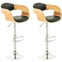BellaFurn lot de 2 chaises en similicuir - tabouret design - Réglable en continu pour un confort optimal | Couleur : naturel/noir