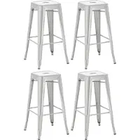 BellaFurn set de 4 tabourets de bar - Tabouret haut - Design empilable, peu encombrant et durable | Couleur : argenté
