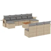 Syfax Salon de jardin 11 pcs avec coussins beige résine tressée