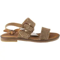 Carmela pour femme. 16315901-CAMEL Sandales 163159 marron (40), Tissu, Plat, Boucle, Casuel