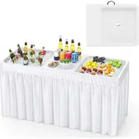 StarTech.com Table de camping - Table réfrigérée - Avec jupe - Avec tuyau d'évacuation - Pliable - Portable - Métal - Blanc