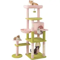 StarTech.com Arbre à chat - Arbre à grimper - Hauteur 148 cm - Motif floral - 5+ niveaux - Caveau pour chat - Hamac - Troncs en sisal et griffoir - Rose