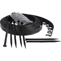 Sonstiges Bordure flexible pour gazon synthétique, bordure de jardin, bordure de pelouse, bordure anti-tondeuse + ancrages - 4 cm de hauteur - Noir 20 mètres + 60 clous de fixation