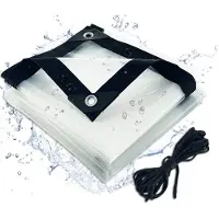 Markenlos Bâche imperméable et transparente avec œillets - Bâche de protection, résistante aux intempéries, pour l'extérieur, meubles de jardin, plantes, serre, enclos pour animaux, toit (3 x 6 m)