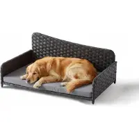 Northix Panier pour chien en rotin avec coussin - pour l'intérieur et l'extérieur