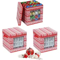 Northix Boîtes de rangement pour boules de Noël, lot de 3 avec séparateurs