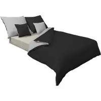 Baby Matex Set de linge de lit en satin 140x200, double face, noir et gris