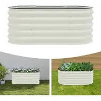 StarTech.com Jardinière surélevée - Jardinière rectangulaire - Fond ouvert - Acier zingué - Antirouille - 105 × 60 × 43 cm - Blanc