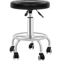 StarTech.com Tabouret à roulettes - Tabouret de salon/bar - Réglable en hauteur de 45 à 57 cm - Pivotant à 360° - 5 roulettes - Charge maximale 150 kg - Assise Ø 33 cm - Simili cuir rembourré - Noir