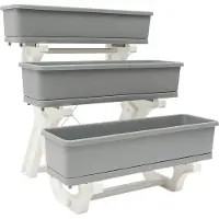 StarTech.com Lit vertical surélevé - Étagère pour plantes à 3 niveaux - Design surélevé - Avec bacs à plantes - Autonome - Gris clair