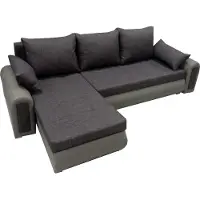 Inny producent Canapé d'angle relax avec fonction couchage et coffre de rangement, couleur grise, tissu Sawana 05 + Sawana 21
