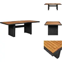 vidaXL Table de jardin noire 200x100x74 cm Poly rotin - Tables de jardin