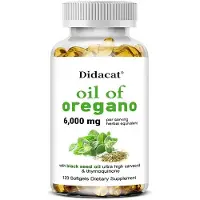 Didacat Oil of Oregano 6000mg (120 capsules) Complément alimentaire, Black Seed Oil, Santé digestive, Système immunitaire, Digestion, Estomac