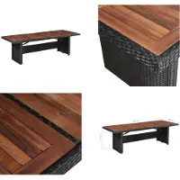 vidaXL Table de jardin en rotin synthétique et bois massif 240 x 90 x 74 cm - Table de jardin - Tables de jardin - Table à manger - Tables à manger