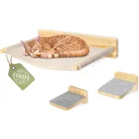 StarTech.com Mur d'escalade pour chats - Arbre à chat mural - 3 niveaux - Échelle et hamac - Pour grimper, dormir et jouer - Blanc
