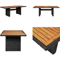vidaXL Table de jardin noire 200x100x74 cm Poly Rotin - Table de jardin - Table d'extérieur - Tables d'extérieur