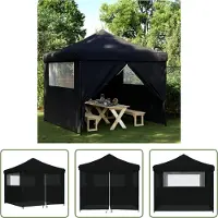 The Living Store Tente de réception Pop-Up pliante avec 4 panneaux latéraux Noir