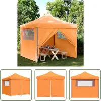 The Living Store Tente de réception pliable Pop-Up avec 4 panneaux latéraux Orange