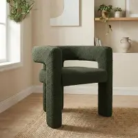 LVHOM Chaise rembourrée avec accoudoirs, chaise de salle à manger tissu bouclé, chaise de salon cuisine avec dossier, vert