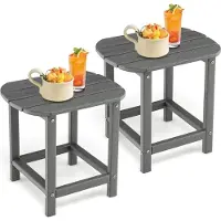 StarTech.com Tables d'appoint d'extérieur - Lot de 2 - Résistantes aux intempéries - Plastique - Petites - Pour jardin et balcon - Gris