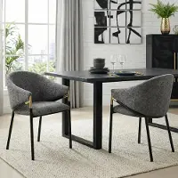 Flieks Chaise de salle à manger 2 en chenille, chaises de cuisine avec accoudoirs en acier inoxydable doré, chaises rembourrées 56,5 x 56,5 x 78,5 cm, gris
