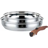 ROYAL SWISS Lot de 3 poêles en acier inoxydable – Poignée amovible – 24 et 28 cm – Compatibles induction – Pour tous les types de cuisinières SOYAL SWISS