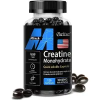 Daitea Monohydrate de créatine 3000 mg (120 gélules) Complément alimentaire, Muscles, Force, Endurance, Santé musculaire, Musculation, Santé physique
