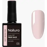 Nailura - Fiber Base - Soft Beige Pink - 10 ml (Soft Beige Rose, Base coat)