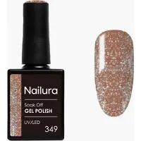 Nailura - Gel Polish 349 - Beige Gold Glitter - 10 ml (Beige Or Paillettes, Vernis effet gel)