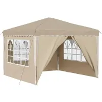 Syfax Tente de fête pop-up 288 x 288 x 245 cm Crème Tissu Oxford