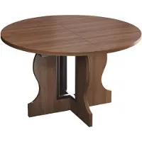 Mondeer Table de salle à manger ronde extensible 110-150 cm ovale avec structure en bois massif et système d'extension intelligent pour cuisine & salon en noyer