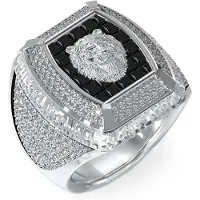 GUESS Lion King Pave Ring Argenté 62 Homme
