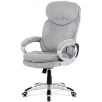 Autronic Chaise de bureau, tissu gris, croix en plastique argenté, mécanisme à bascule