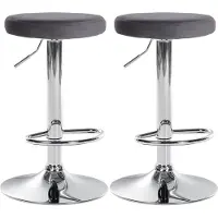 BellaFurn set de 2 tabourets de bar - tabouret de cuisine - rembourrage en velours, confort réglable | Couleur : gris foncé. Matériau base : métal chromé