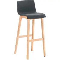 BellaFurn Tabouret de bar avec assise en tissu - Tabouret de bar - Dossier ergonomique confortable et socle en bois | Couleur : gris foncé