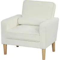 Fortuna Fauteuil rembourré Lai avec accoudoirs, dossier inclinable, pieds en bois de caoutchouc, blanc crème