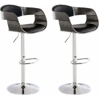 BellaFurn lot de 2 chaises en similicuir - tabouret design - Réglable en continu pour un confort optimal | Couleur : noir/gris