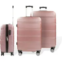 Hoffmans Ensemble de 3 valises rigides Hoffmann Line Rose avec roulettes 360° et serrure de sécurité