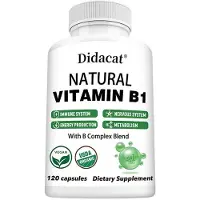 Didacat Complexe naturel de vitamine B1 (120 gélules) Complément alimentaire, système immunitaire, énergie, nerfs, cerveau, métabolisme, santé nerveuse