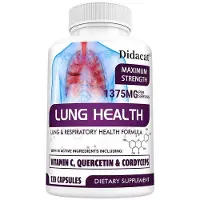 Didacat Lung & Respiratory Health 1375mg (120 capsules) Complément alimentaire, santé respiratoire, santé pulmonaire, nettoyage des poumons, désintoxication, poumons