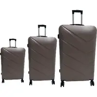 Hoffmans Set de 3 valises Hoffmann Waveline Platin - Coque rigide en ABS avec serrure à combinaison et roulettes 360°