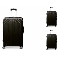 Hoffmans ensemble de 3 valises rigides "vertical line" ABS Trolley serrure à combinaison valise système de roulettes 360 degrés coque rigide valise de voyage avec 4 roues doubles noir