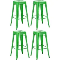 BellaFurn set de 4 tabourets de bar - Tabouret haut - Design empilable, peu encombrant et durable | Couleur : vert