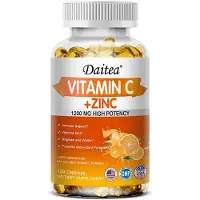 Daitea Vitamine C + Zinc (120 gélules) Complément alimentaire, système immunitaire, peau, raffermissement de la peau, affinement de la peau, antioxydant, santé de la peau, collagène