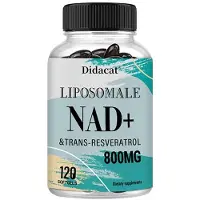 Didacat NAD+ liposomal et trans-resvératrol (120 gélules) Complément alimentaire, anti-âge, antioxydant, santé de la peau, énergie, cur, santé physique