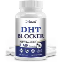 Didacat Bloqueur de DHT - Unisexe (120 gélules) Complément alimentaire, anti-chute de cheveux, biotine, cheveux, ongles, peau, santé capillaire, pousse des cheveux