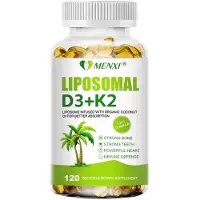 Menxi Liposomal Vitamine D3+K2 (120 capsules) Complément alimentaire, os, articulations, dents, cœur, système immunitaire, santé des os