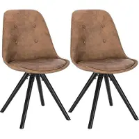 Merkloos Bolt Edge Chaises visiteurs - Set de 2 - Tissu brun foncé - Pieds en bois - Hauteur de citron 46cm
